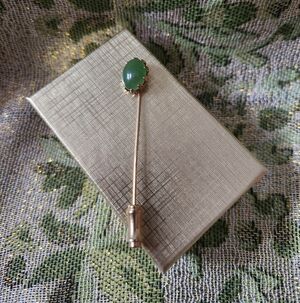 Vintage Jade Stone Stick Pin